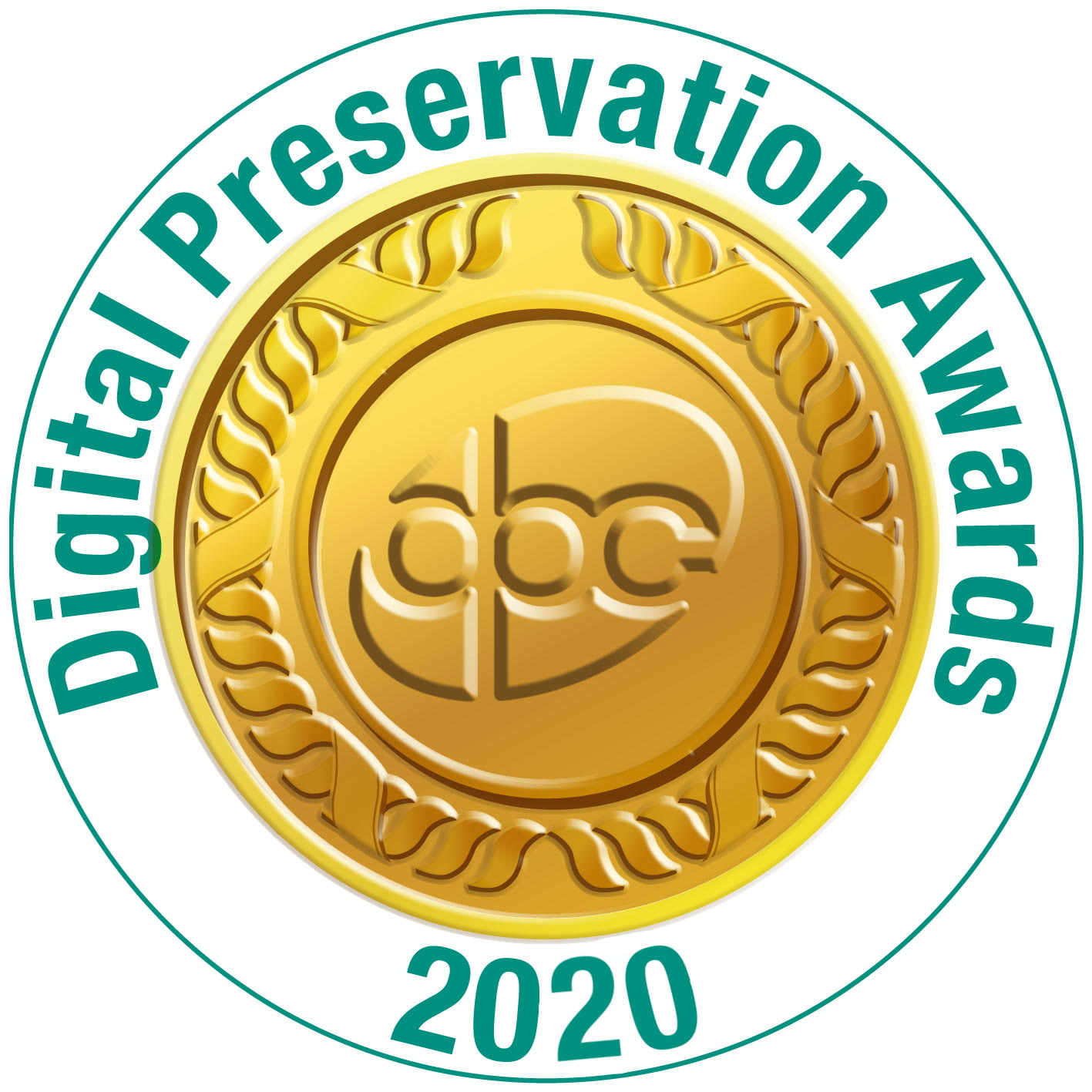 A gold DPC seal with Digital Preservation Awards 2020 encircling it.